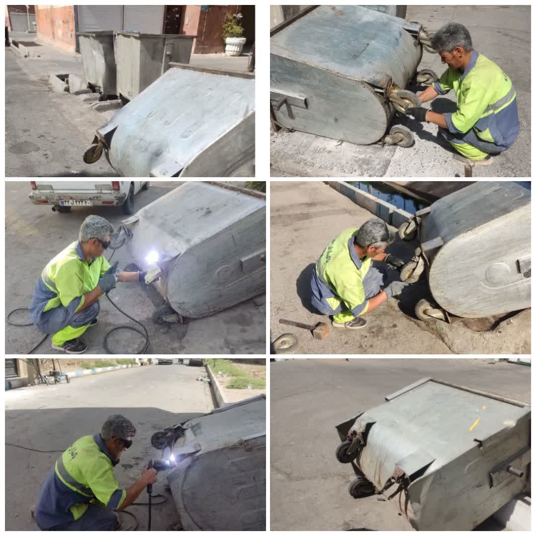  🔴 اجرای طرح تعمیر، تعویض و بازسازی سطل های زباله سطح شهر