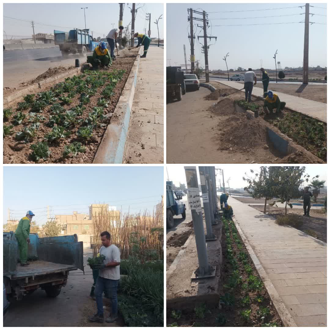  روایت تلاش / شهرداری فرون آباد   🔴 کاشت گل و گیاه در معابر شهر