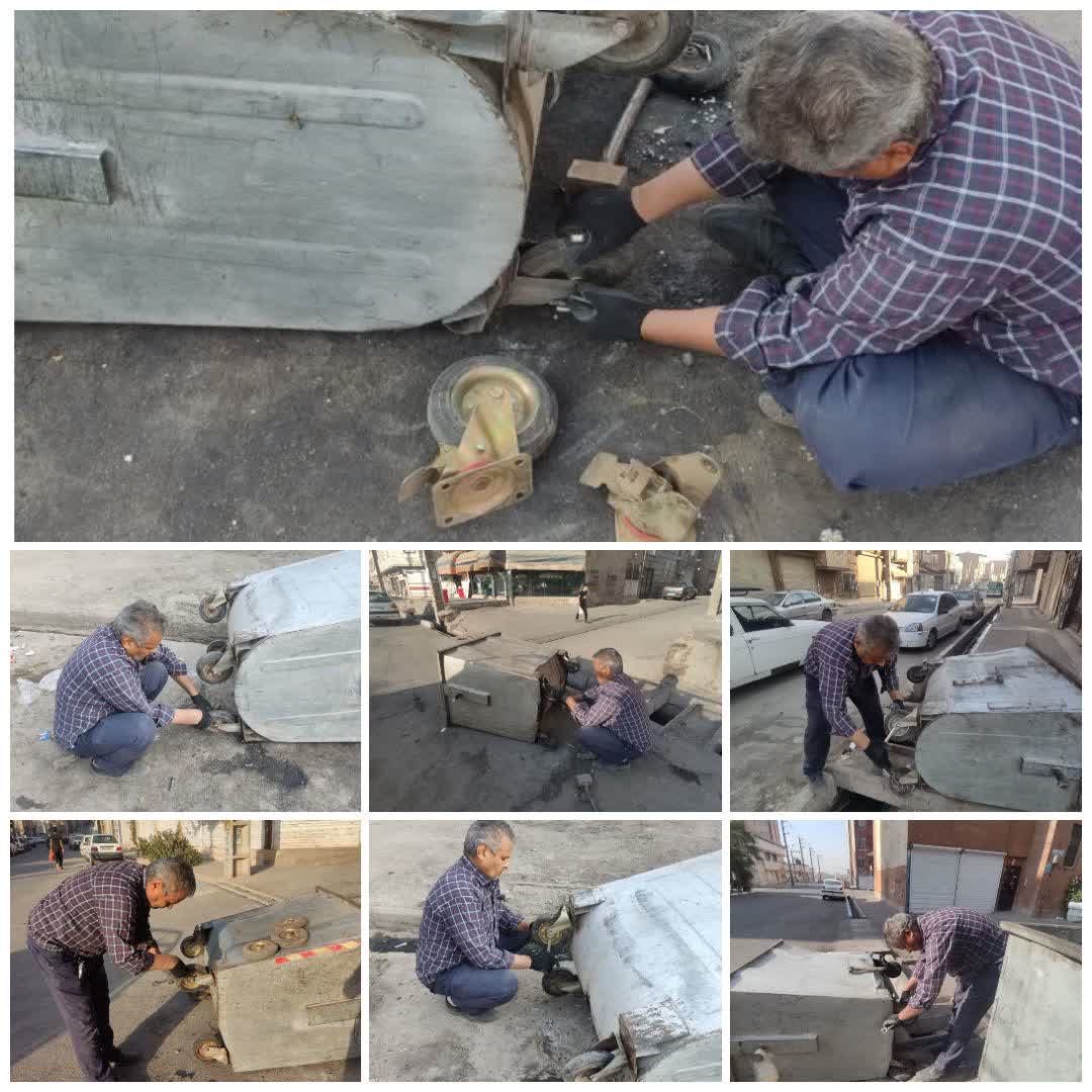  روایت تلاش / شهرداری فرون آباد   🔴 اجرای طرح تعمیر و بازسازی سطل های زباله سطح شهر